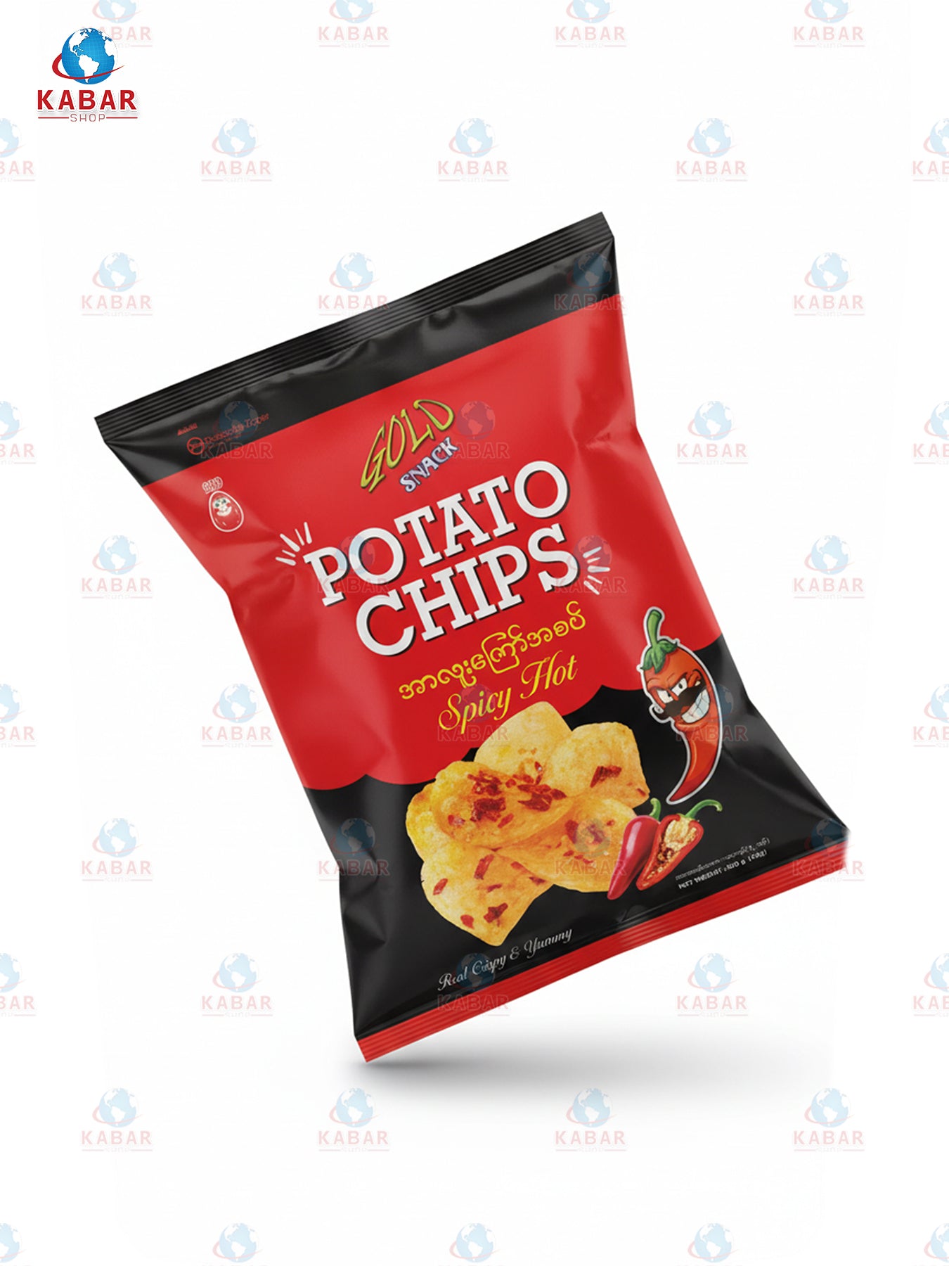 Gold Snack (spicy potatoe chips) အာလူးကြော်အစပ် (100 g x 63 Pcs).