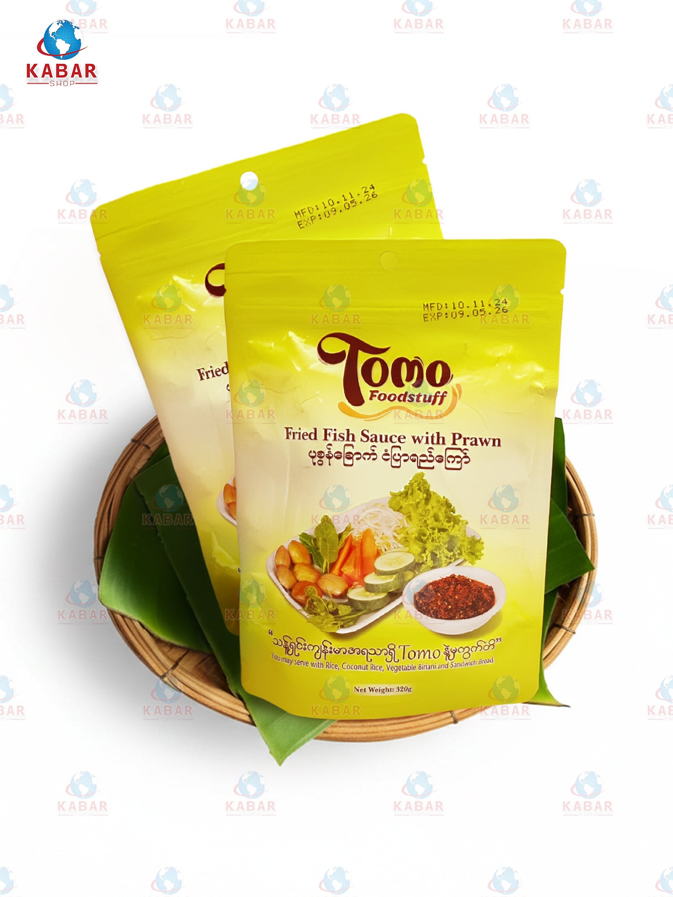 Tomo-Shrimp with Fish Sauce ပုစွန်ခြာက်ငံပြာရည်ကြော်(320g x 25 packs).