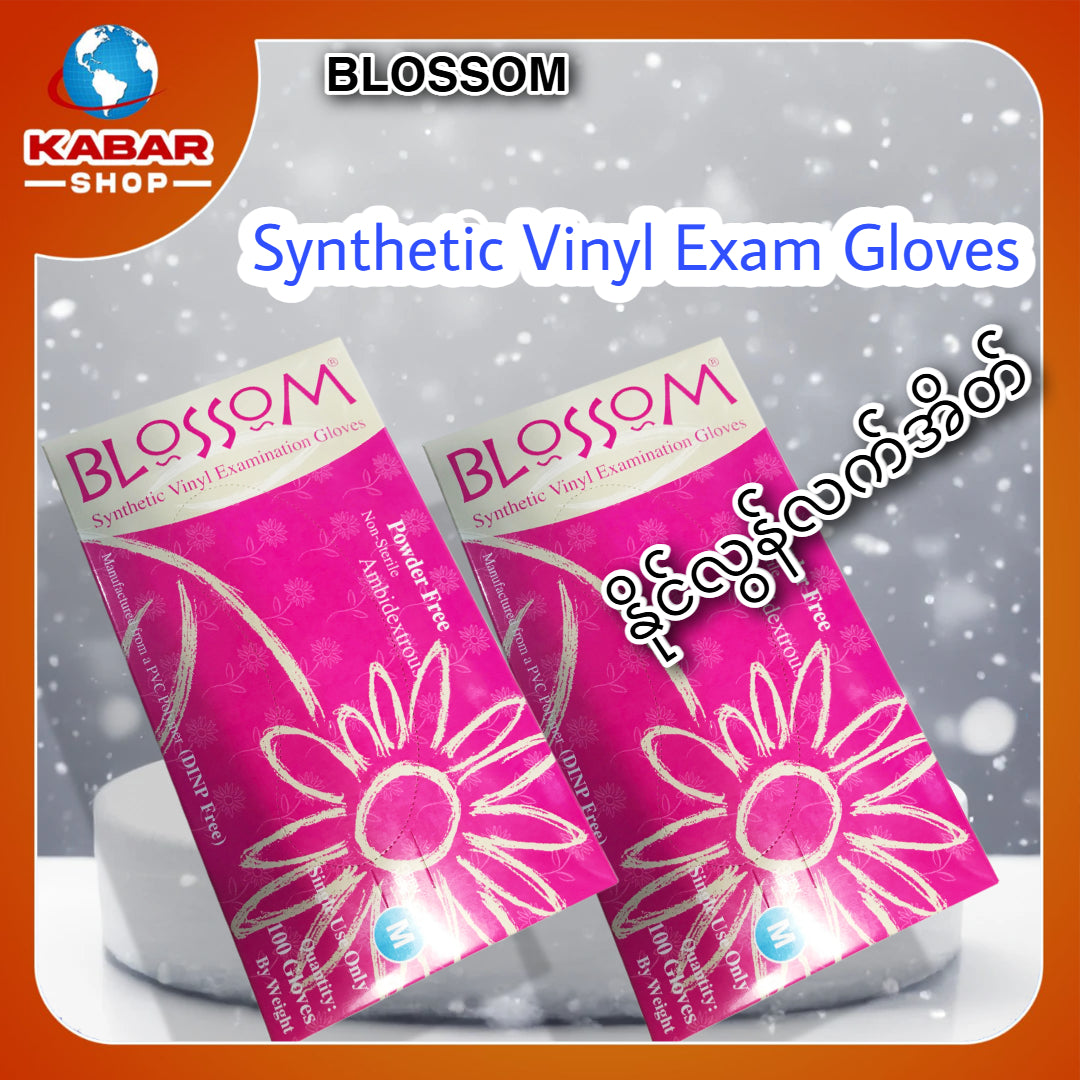 ပလပ်စတစ်နိုင်လွန်လက်အိတ် Blossom Synthetic Vinyl Examination 100 Gloves